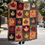 Main 03 Autumn Maple Leaf Blanket, Woven Tapestry Throw Blanket, Fall Decor Gift, Cozy Couch Throw For Mom, Rustic Boho Home Accent, Autumn Blanket Image 3