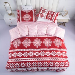 Red Snowflake Bedding Set Christmas Duvet Cover Child Adult (1)