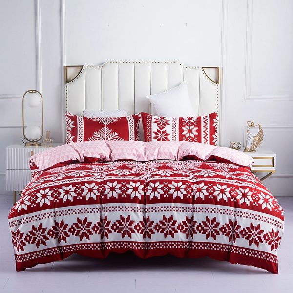 Red Snowflake Bedding Set Christmas Duvet Cover Child Adult (2)